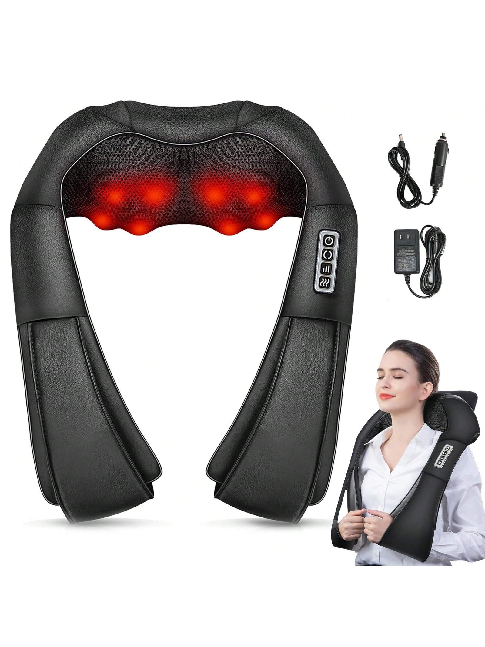 Senmeo Shiatsu Neck and Back Massager, Electric Shoulder Massager with 4D Heating Function, Neck, Back, Shoulder, Foot, Leg Massage Pillow for Muscle Pain Relief, Suitable for Home/Office/Car, Perfect Gift for Ladies/Men
