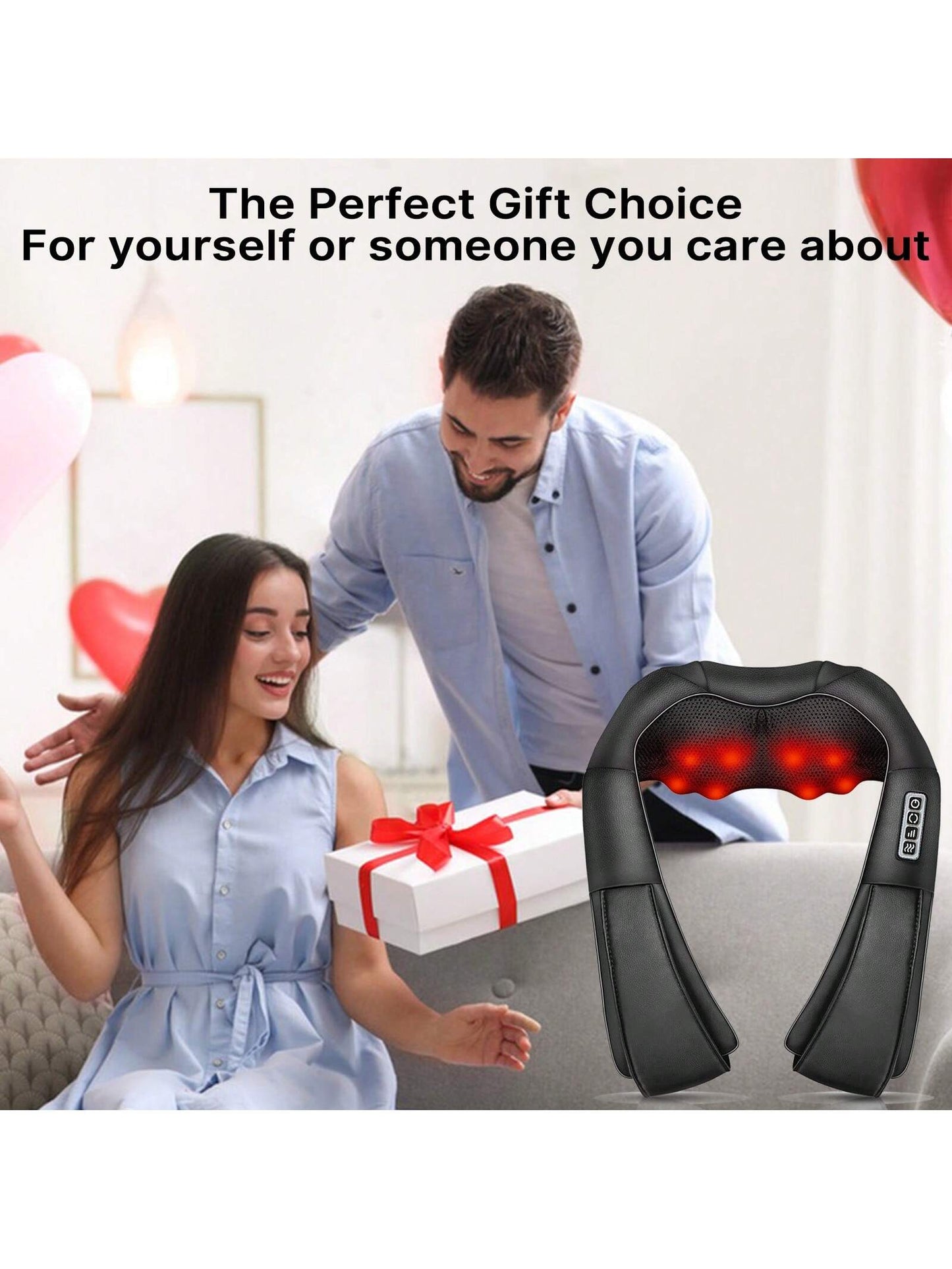 Senmeo Shiatsu Neck and Back Massager, Electric Shoulder Massager with 4D Heating Function, Neck, Back, Shoulder, Foot, Leg Massage Pillow for Muscle Pain Relief, Suitable for Home/Office/Car, Perfect Gift for Ladies/Men