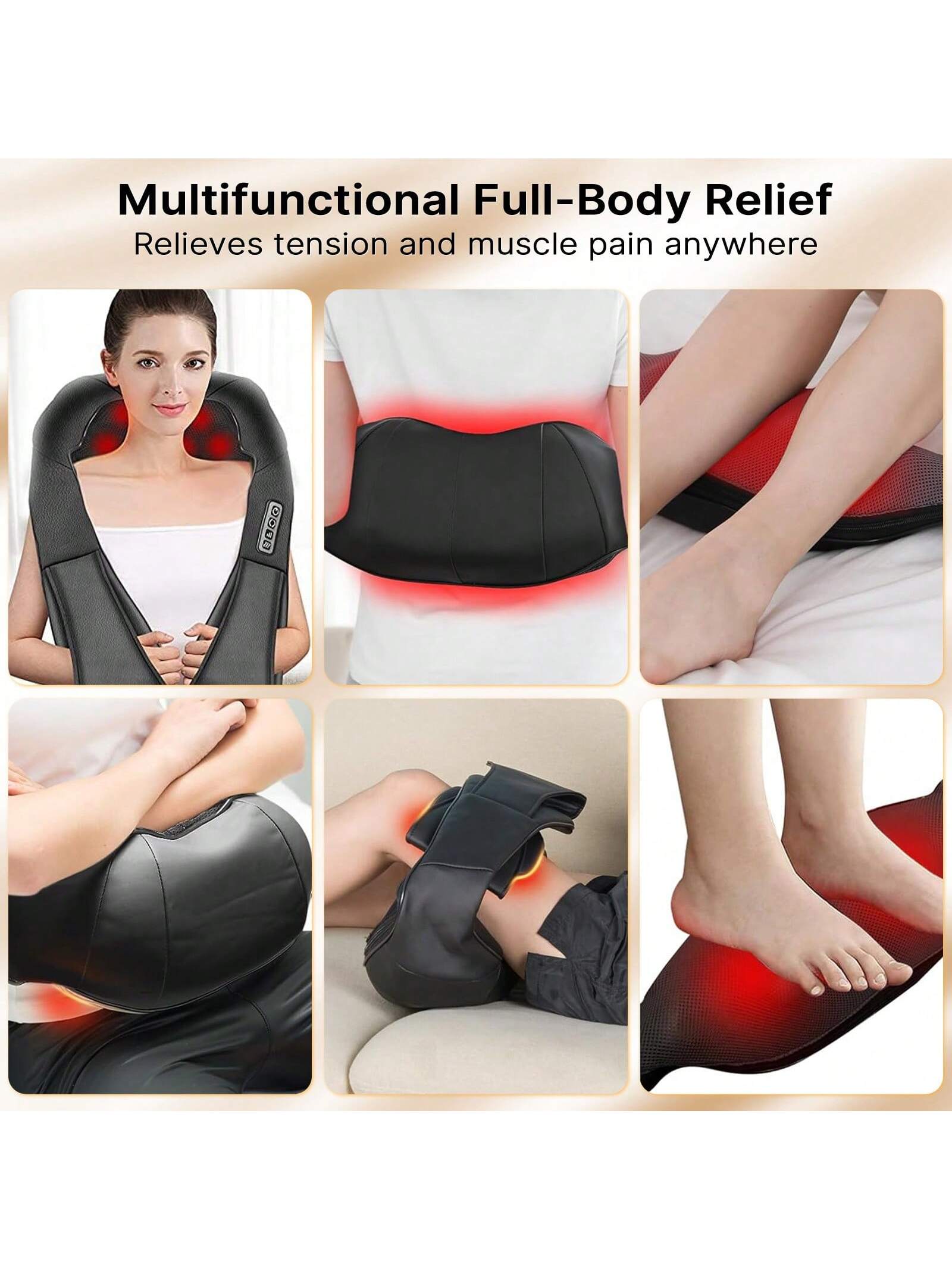 Senmeo Shiatsu Neck and Back Massager, Electric Shoulder Massager with 4D Heating Function, Neck, Back, Shoulder, Foot, Leg Massage Pillow for Muscle Pain Relief, Suitable for Home/Office/Car, Perfect Gift for Ladies/Men