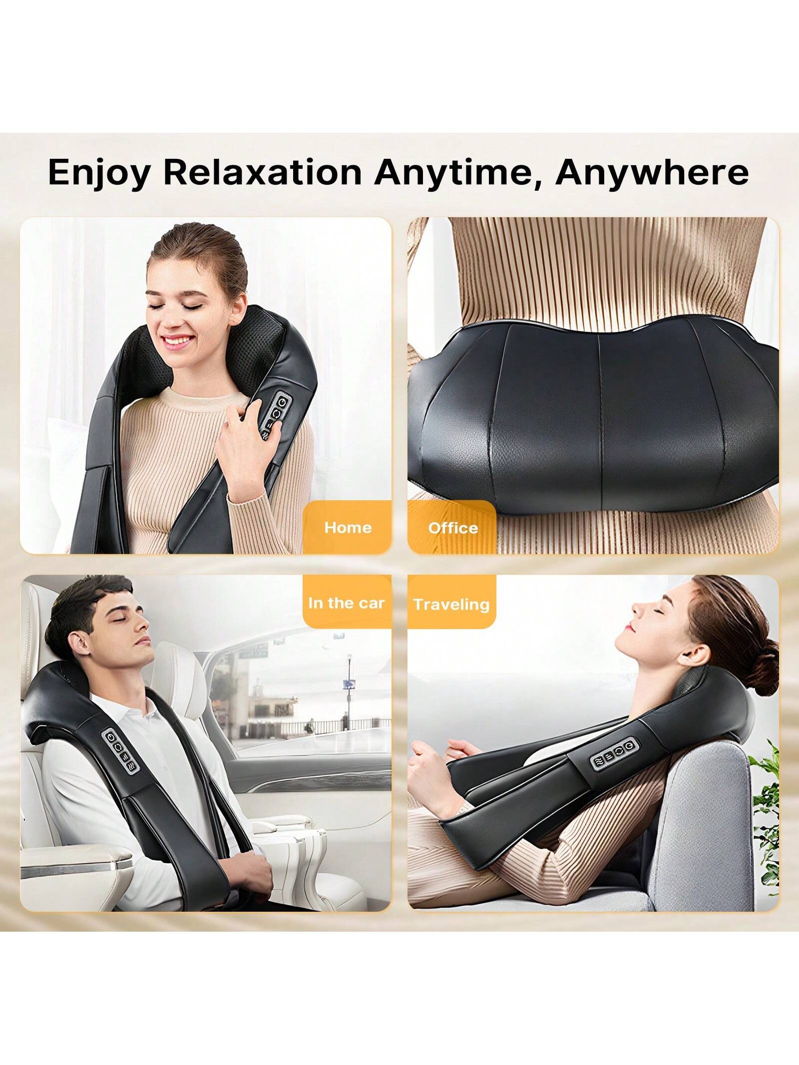 Senmeo Shiatsu Neck and Back Massager, Electric Shoulder Massager with 4D Heating Function, Neck, Back, Shoulder, Foot, Leg Massage Pillow for Muscle Pain Relief, Suitable for Home/Office/Car, Perfect Gift for Ladies/Men
