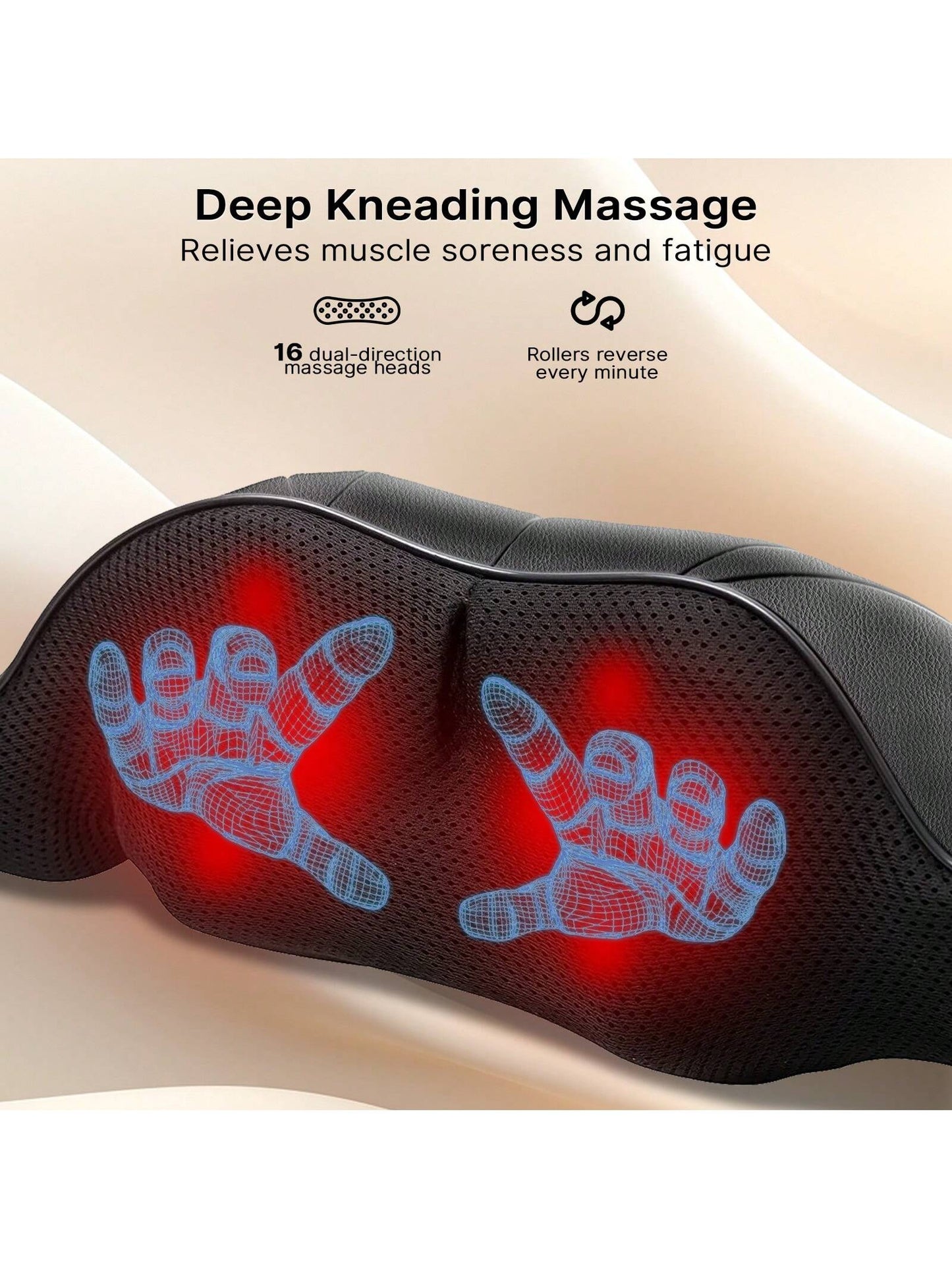 Senmeo Shiatsu Neck and Back Massager, Electric Shoulder Massager with 4D Heating Function, Neck, Back, Shoulder, Foot, Leg Massage Pillow for Muscle Pain Relief, Suitable for Home/Office/Car, Perfect Gift for Ladies/Men